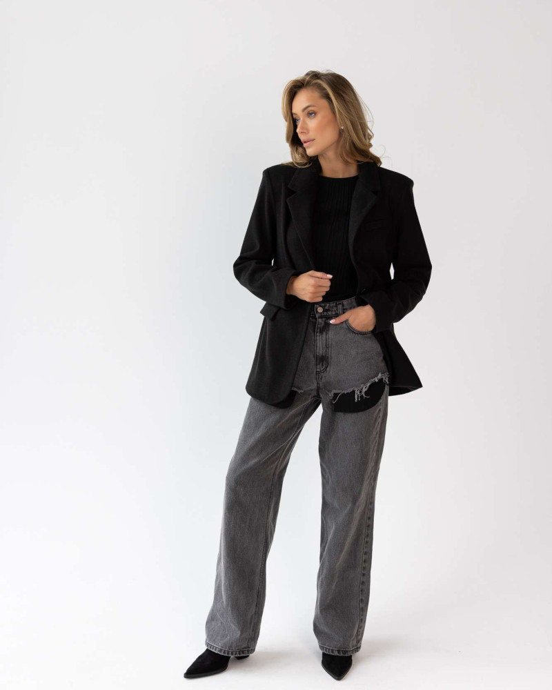 Жакет чорний утеплений L