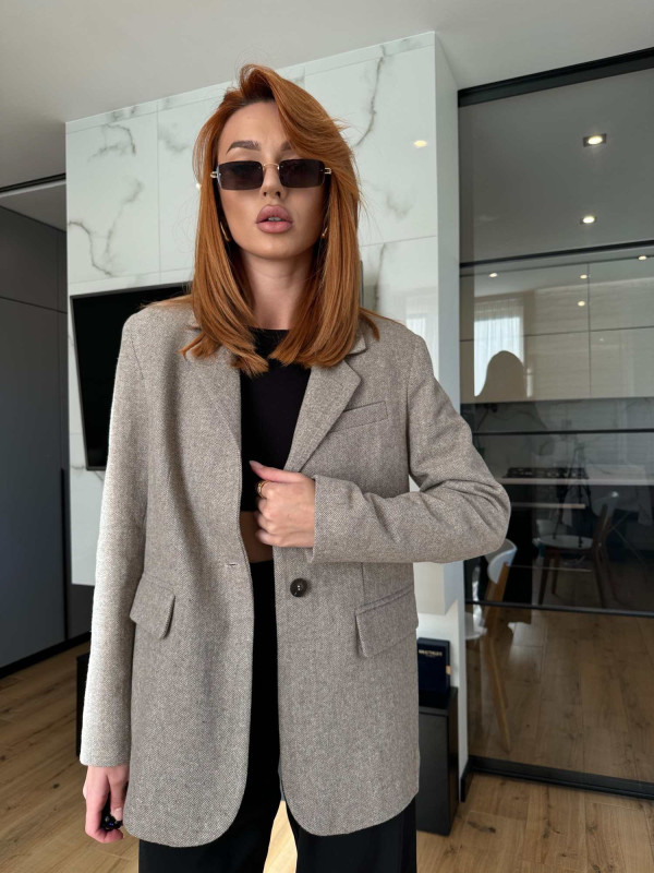 Жакет з кашеміру Сіро-бежевий M