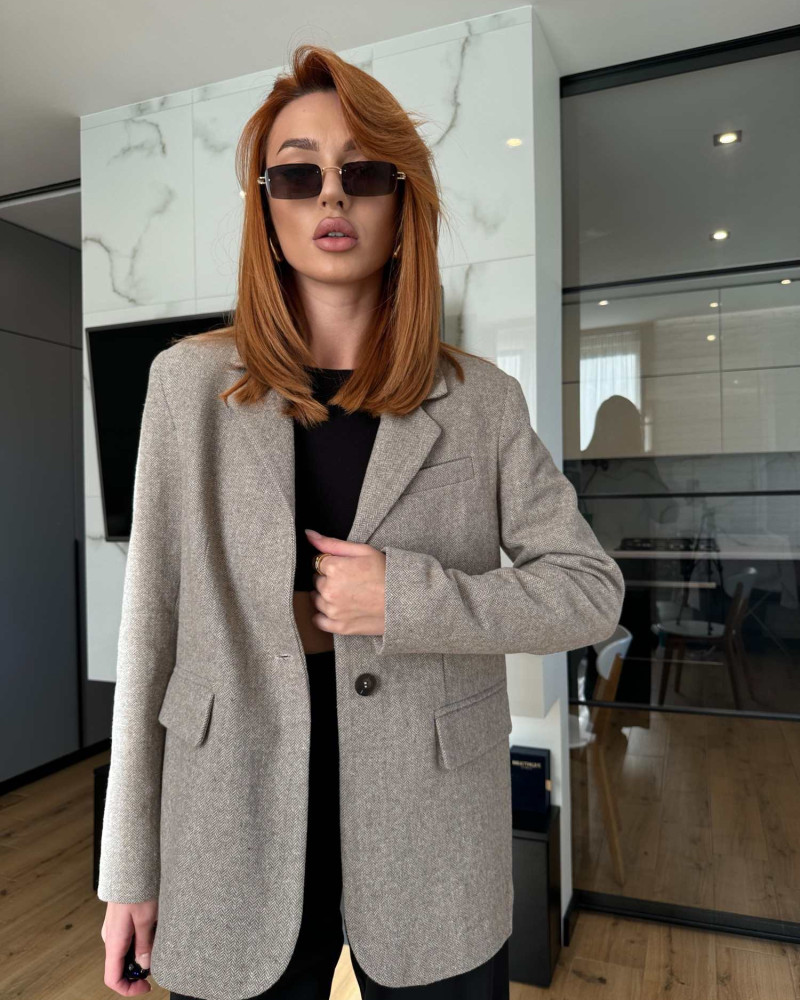 Жакет з кашеміру Сіро-бежевий M