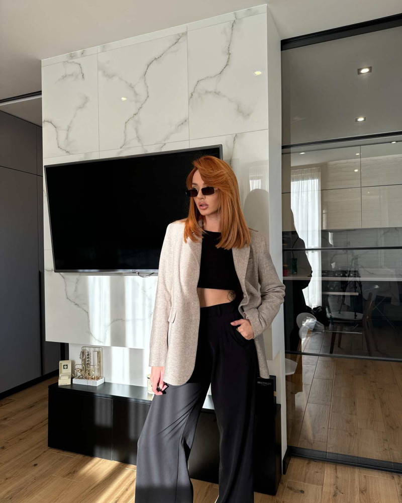 Жакет з кашеміру Сіро-бежевий M