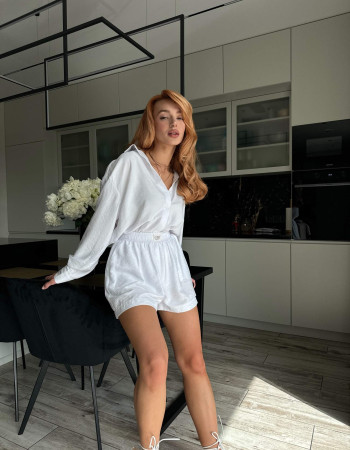 Лляний костюм Білий