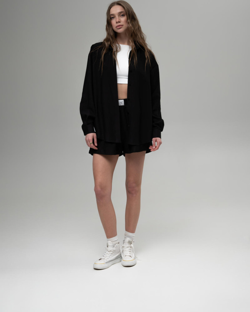 Лляний костюм Чорний