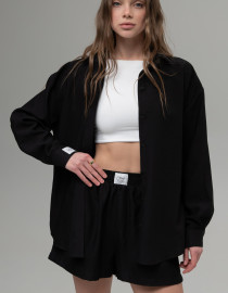 Лляний костюм Чорний