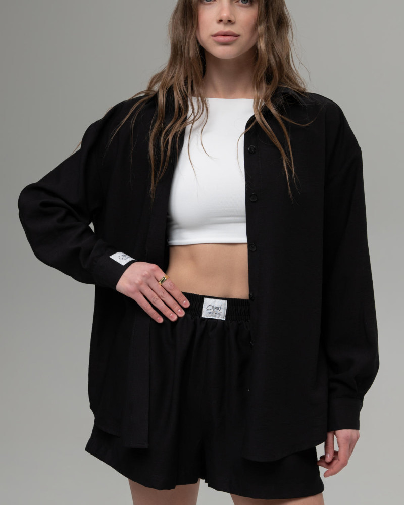 Лляний костюм Чорний