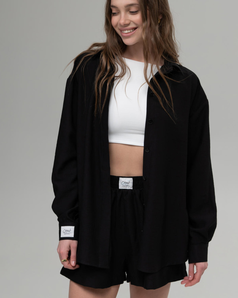 Лляний костюм Чорний