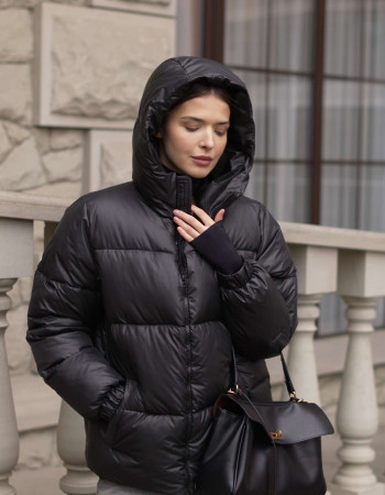 Пуховик Cropped Чорний M