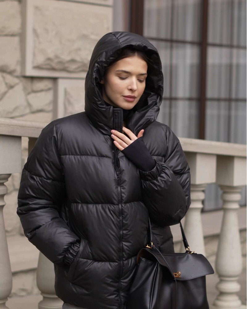 Пуховик Cropped Чорний M