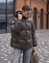 Пуховик Cropped Шоколадний M