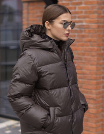 Пуховик Cropped Шоколадний M