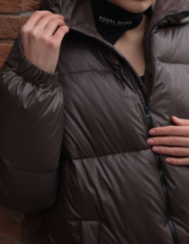 Пуховик Cropped Шоколадний M