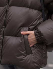 Пуховик Cropped Шоколадний M