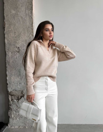 Укорочений поло светр Бежевий