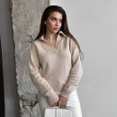 Укорочений поло светр Бежевий