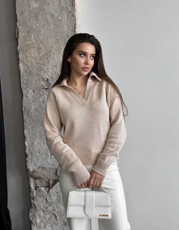 Укорочений поло светр Бежевий