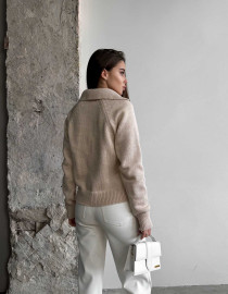 Укорочений поло светр Бежевий