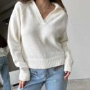 Укорочений поло светр Молочний