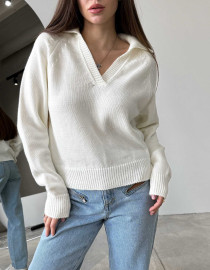 Укорочений поло светр Молочний