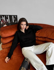 Укорочений поло светр Чорний