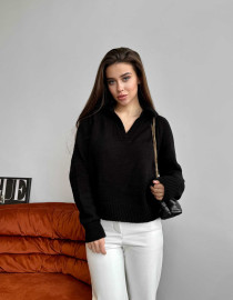 Укорочений поло светр Чорний