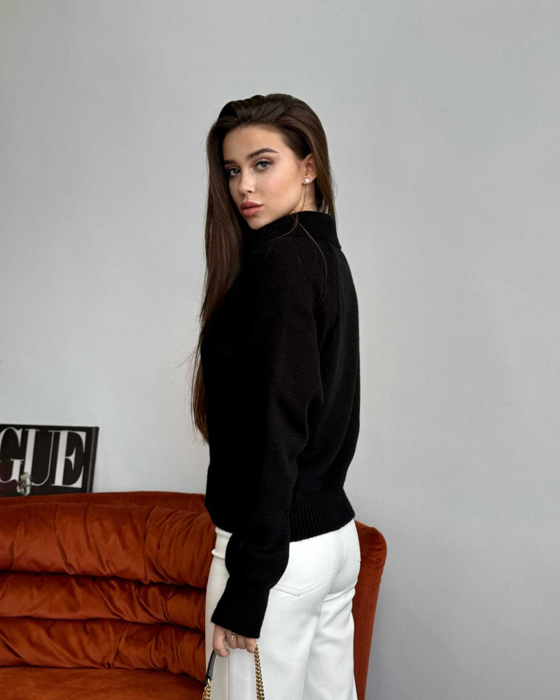 Укорочений поло светр Чорний