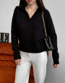 Укорочений поло светр Чорний