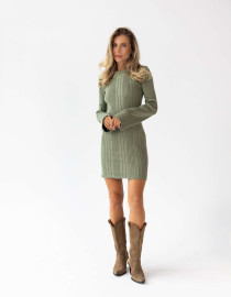 Силуетна в'язана сукня Оливкова