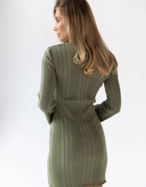 Силуетна в'язана сукня Оливкова