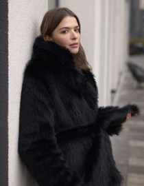 Шуба з довгого еко-хутра Чорна L