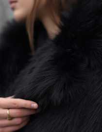 Шуба з довгого еко-хутра Чорна L