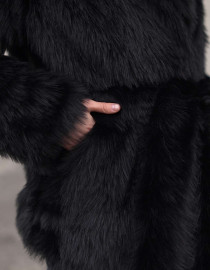 Шуба з довгого еко-хутра Чорна L