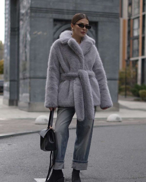 Fur coat made of eco-fur